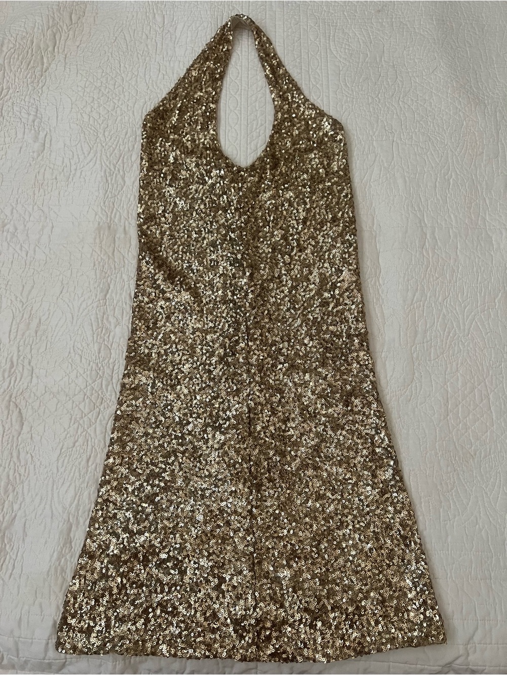 Alice + Olivia Gold Sequins Halter Mini Cocktail Dress NWT